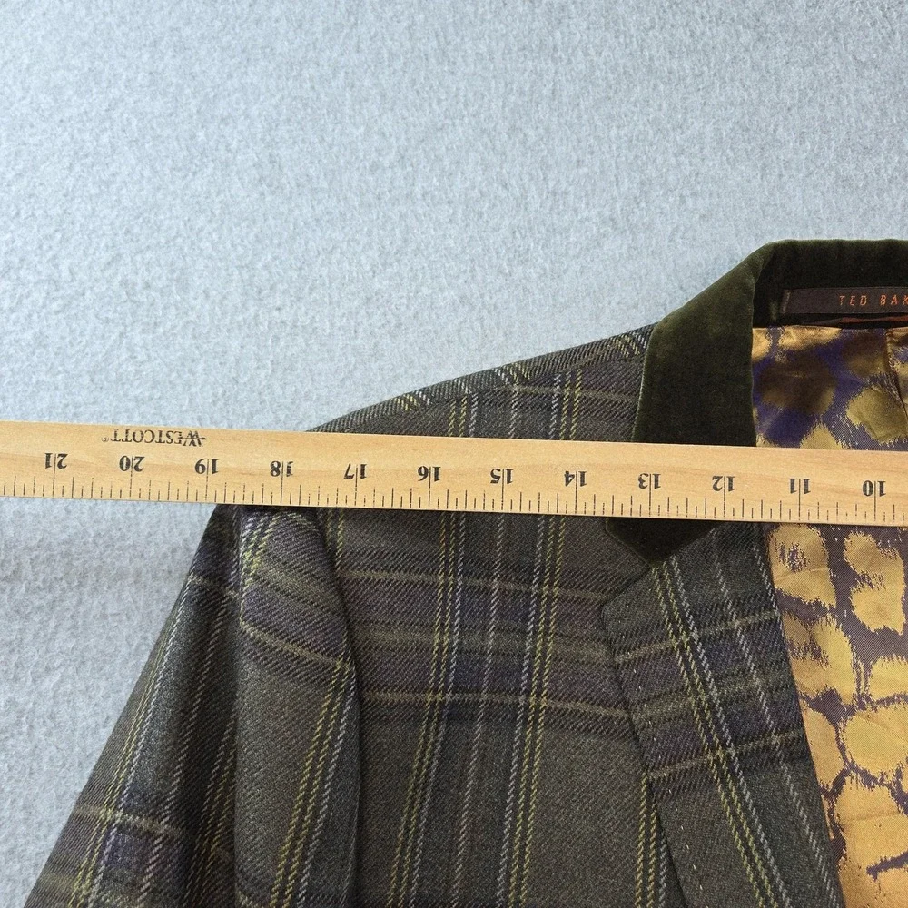 Ted Baker Sport Coat Mens 44 Brown Plaid Wool Tweed 2 Button Made In Italy